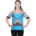 blue Delorean Women s Cutout Shoulder Tee