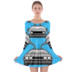 blue Delorean Long Sleeve Skater Dress