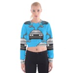 blue Delorean Women s Cropped Sweatshirt