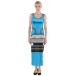 blue Delorean Fitted Maxi Dress