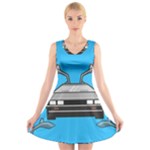 blue Delorean V-Neck Sleeveless Dress