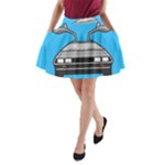 blue Delorean A-Line Pocket Skirt