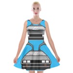 blue Delorean Velvet Skater Dress