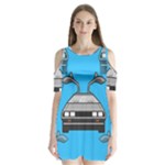 blue Delorean Shoulder Cutout Velvet  One Piece