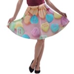 valentines candy hearts A-line Skater Skirt