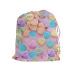 valentines candy hearts Drawstring Pouch (XL)