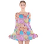 valentines candy hearts Long Sleeve Velvet Skater Dress