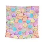 valentines candy hearts Square Tapestry (Small)