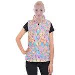 valentines candy hearts Women s Button Up Puffer Vest