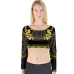 Gold Medusa Long Sleeve Crop Top (Tight Fit)