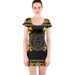 Gold Medusa Short Sleeve Bodycon Dress