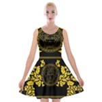 Gold Medusa Velvet Skater Dress