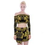 Gold Medusa Off Shoulder Top with Skirt Set