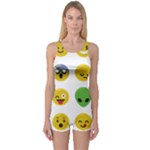 Emoji Happy Face One Piece Boyleg Swimsuit