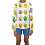 Emoji Happy Face Kids  Long Sleeve Swimwear