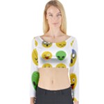 Emoji Happy Face Long Sleeve Crop Top (Tight Fit)