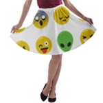 Emoji Happy Face A-line Skater Skirt