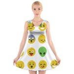 Emoji Happy Face V-Neck Sleeveless Dress