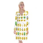 Emoji Happy Face Long Sleeve Velvet Front Wrap Dress