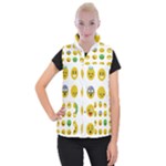 Emoji Happy Face Women s Button Up Puffer Vest