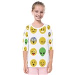 Emoji Happy Face Kids  Quarter Sleeve Raglan Tee