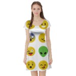 Emoji Happy Face Short Sleeve Skater Dress