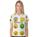 Emoji Happy Face Women s V-Neck Sport Mesh Tee