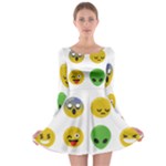 Emoji Happy Face Long Sleeve Skater Dress