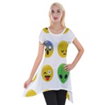 Emoji Happy Face Short Sleeve Side Drop Tunic