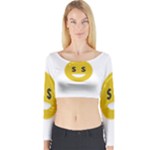 Money Eyes Emoji Long Sleeve Crop Top (Tight Fit)