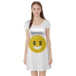 Money Eyes Emoji Short Sleeve Skater Dress