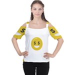 Money Eyes Emoji Women s Cutout Shoulder Tee