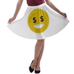 Money Eyes Emoji A-line Skater Skirt