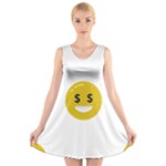 Money Eyes Emoji V-Neck Sleeveless Dress