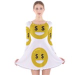 Money Eyes Emoji Long Sleeve Velvet Skater Dress