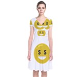 Money Eyes Emoji Short Sleeve Front Wrap Dress