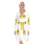 Money Eyes Emoji Long Sleeve Velvet Front Wrap Dress