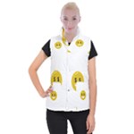 Money Eyes Emoji Women s Button Up Puffer Vest