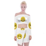 Money Eyes Emoji Off Shoulder Top with Skirt Set