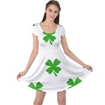 St Patrick Clover Shamrock Emoji Cap Sleeve Dress