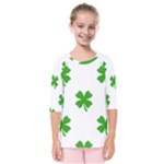 St Patrick Clover Shamrock Emoji Kids  Quarter Sleeve Raglan Tee