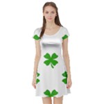 St Patrick Clover Shamrock Emoji Short Sleeve Skater Dress