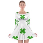 St Patrick Clover Shamrock Emoji Long Sleeve Skater Dress