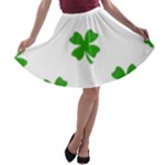 St Patrick Clover Shamrock Emoji A-line Skater Skirt