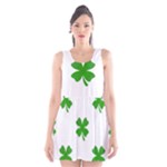 St Patrick Clover Shamrock Emoji Scoop Neck Skater Dress