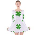 St Patrick Clover Shamrock Emoji Long Sleeve Velvet Skater Dress