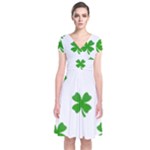 St Patrick Clover Shamrock Emoji Short Sleeve Front Wrap Dress