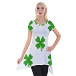 St Patrick Clover Shamrock Emoji Short Sleeve Side Drop Tunic