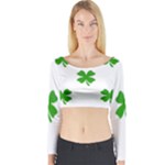 St Patrick Clover Shamrock Emoji Long Sleeve Crop Top (Tight Fit)