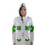 St Patrick Clover Shamrock Emoji Hooded Wind Breaker (Women)